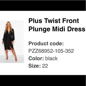 Plus BooHoo Front Plunge Midi Dress